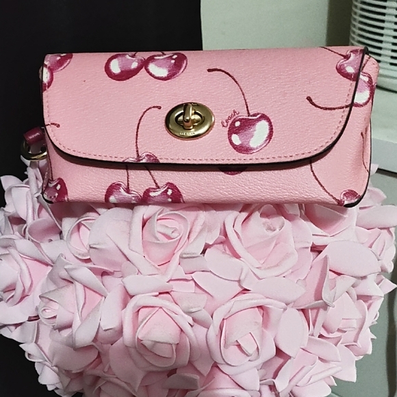 Coach Pink Cherry Pattern Clutch - Picture 4 of 6